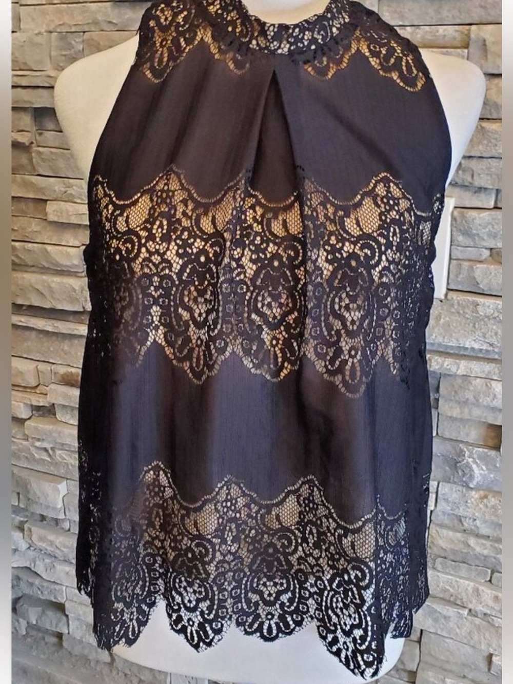 love, Fire Black Lace High neck Blouse